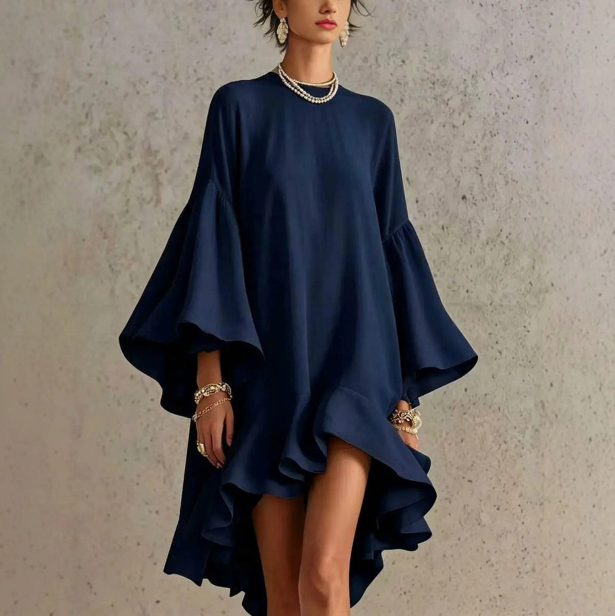 Babydoll Long Sleeve Ruffle Mini Dress
