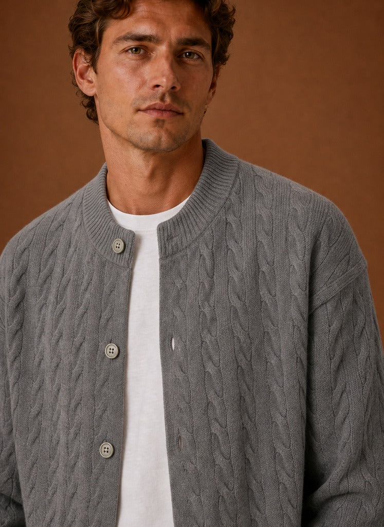 Cable Knit Button Front Cardigan