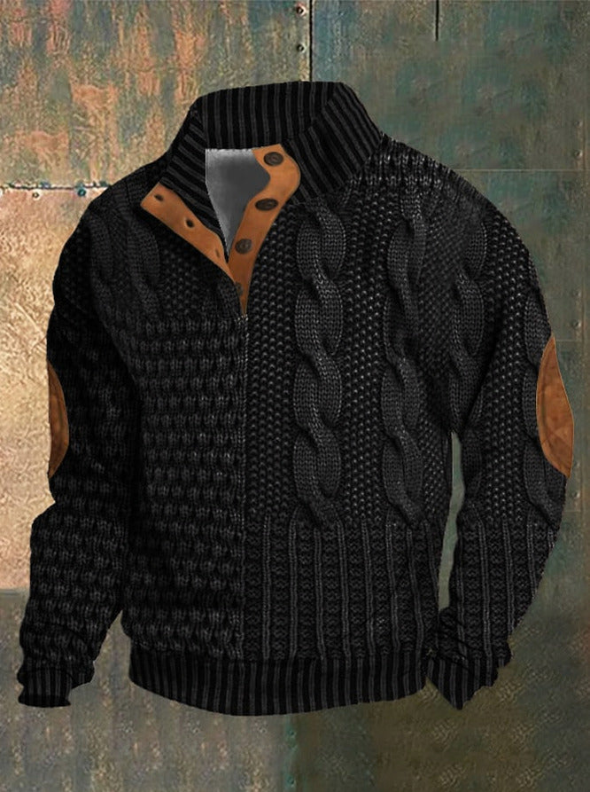 Cable Knit Button Neck Sweater