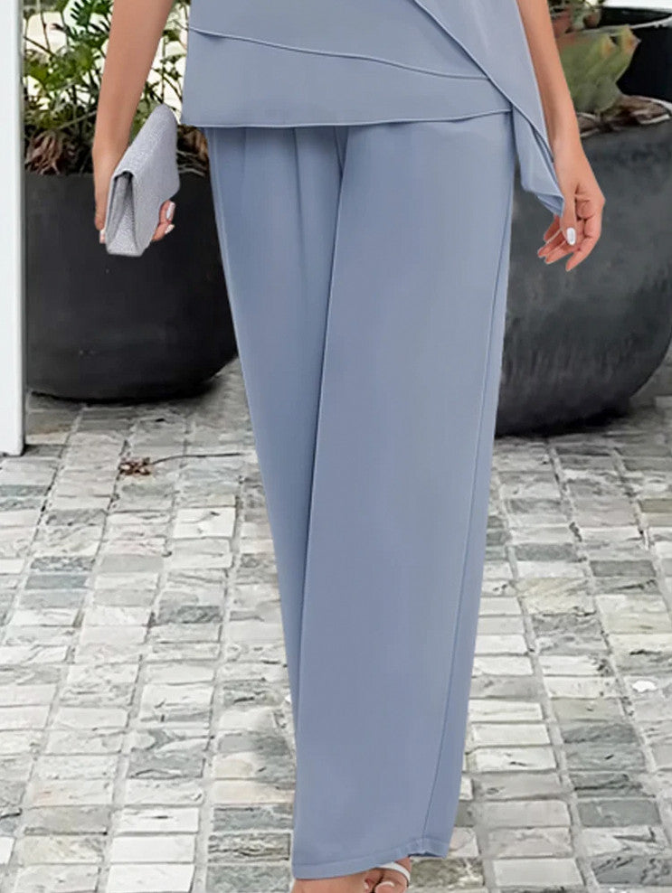 Chiffon Capelet Asymmetrical Pant Set