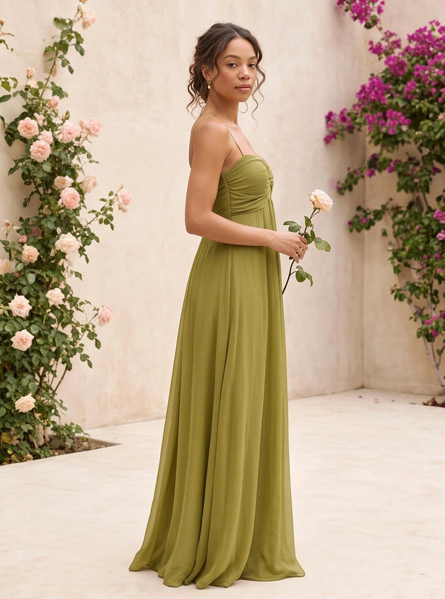 Chiffon Cutout Bodice Maxi Dress