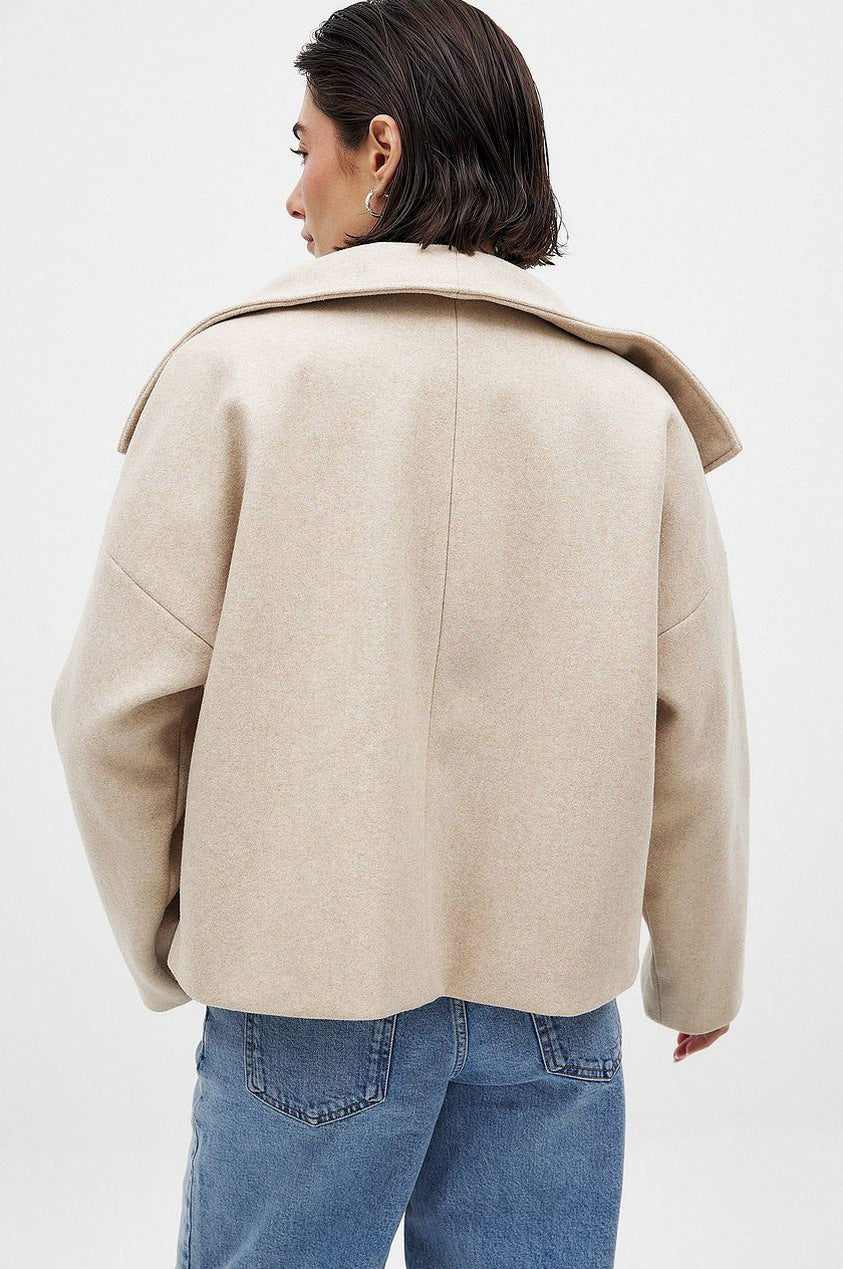 Double Breasted High Neck Cropped Jacket