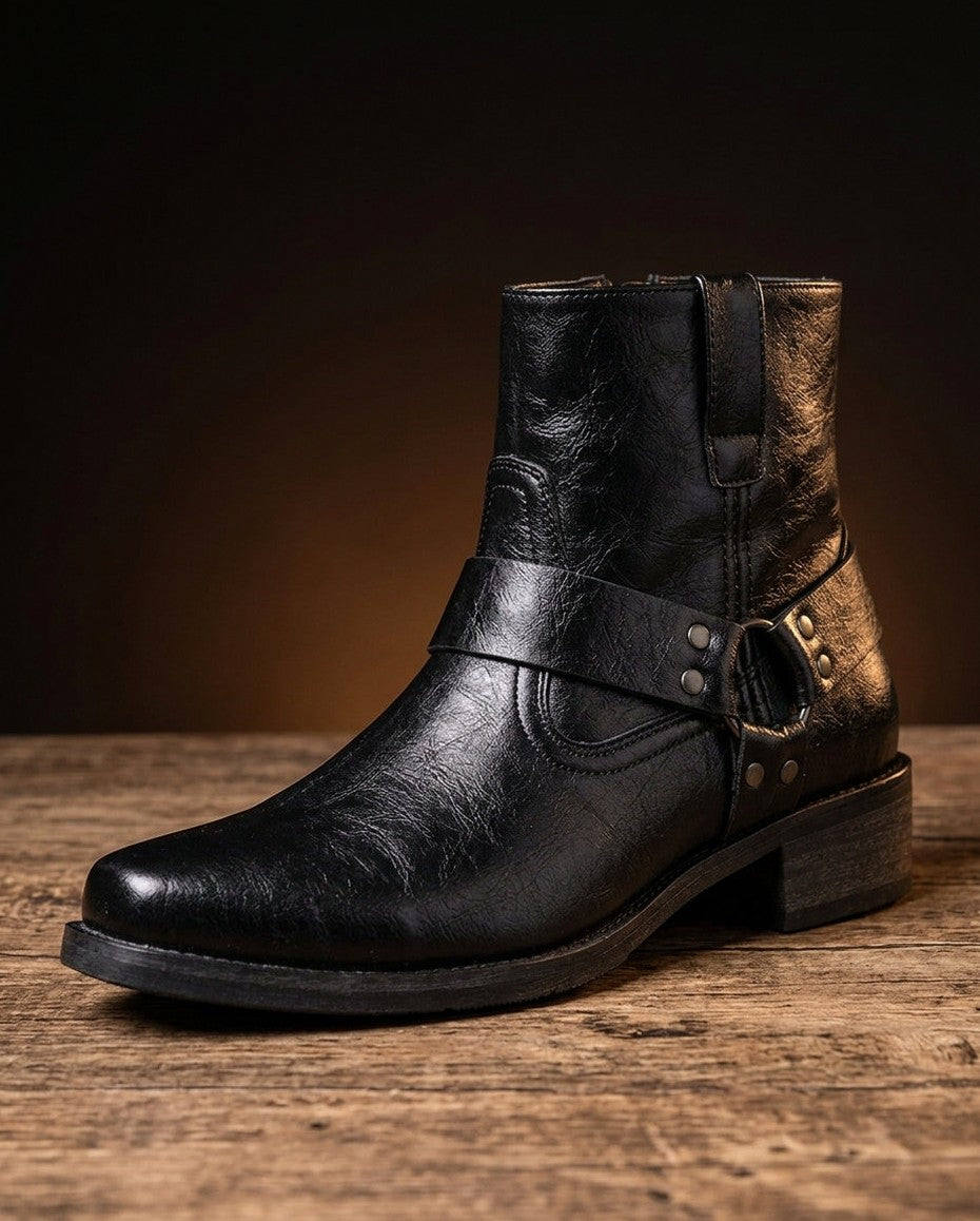 Faux Leather Harness Boots