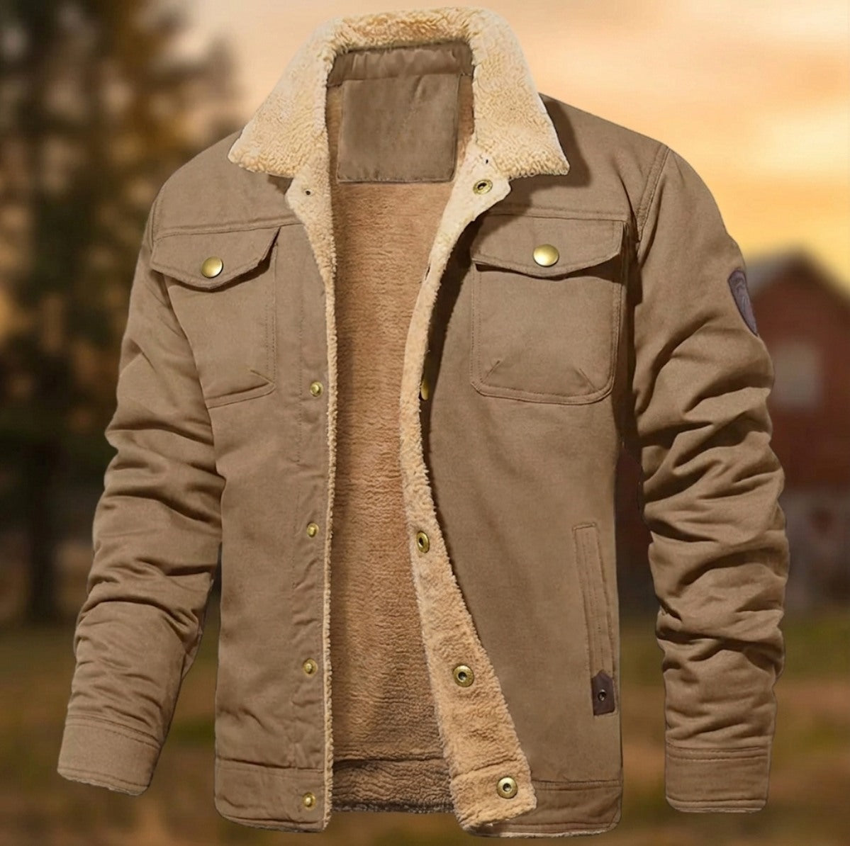 Fleece Sherpa Collar Button Up Jacket