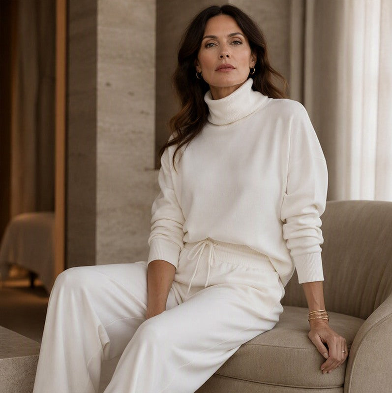Knit Turtleneck Long Sleeve Two Piece Set