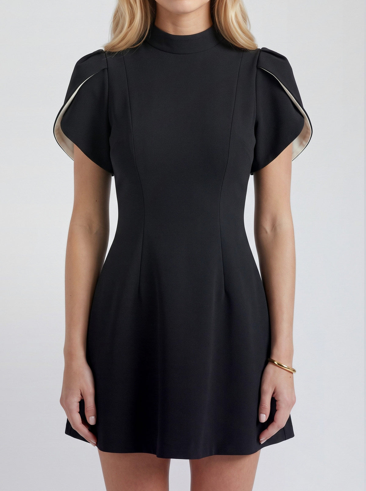 Mock Neck Short Sleeve Mini Dress