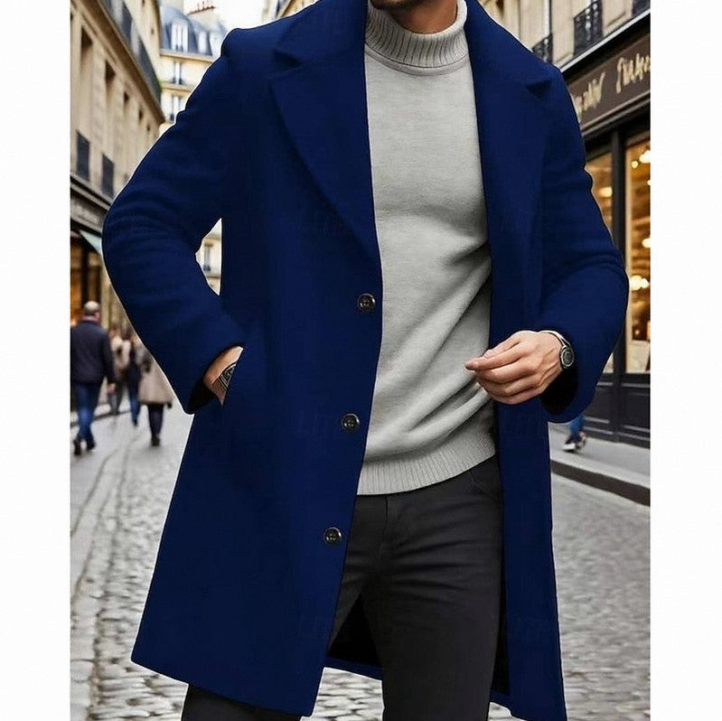Notch Lapel Button Front Overcoat