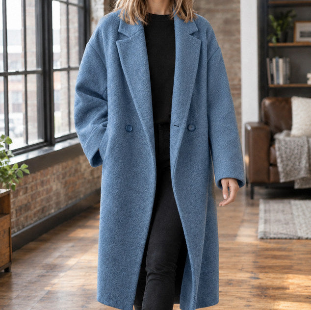 Oversized Double Breasted Long Coat