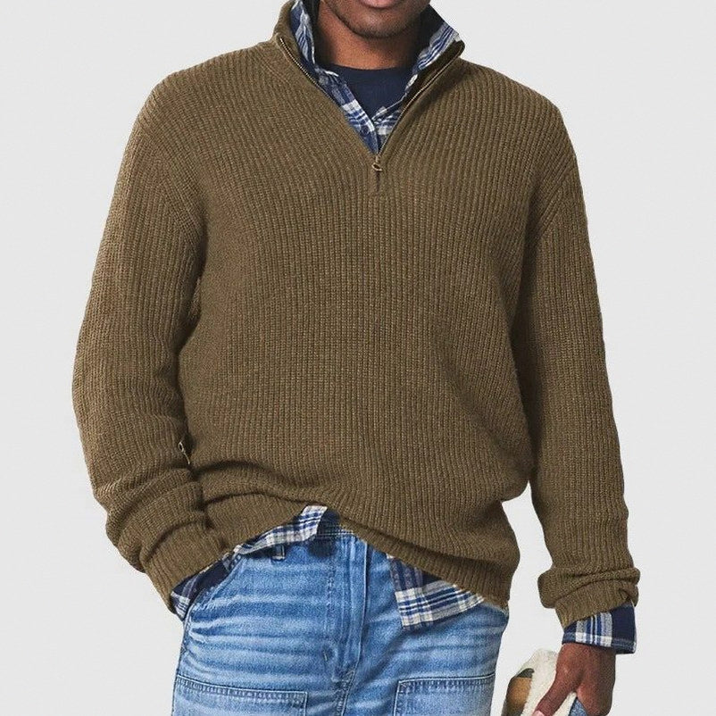 Regular Fit Half Zip Knit Sweater