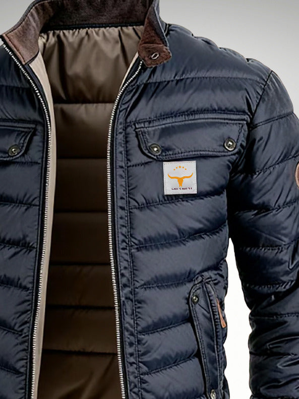 Quilted Stand Collar Bomber Jacket