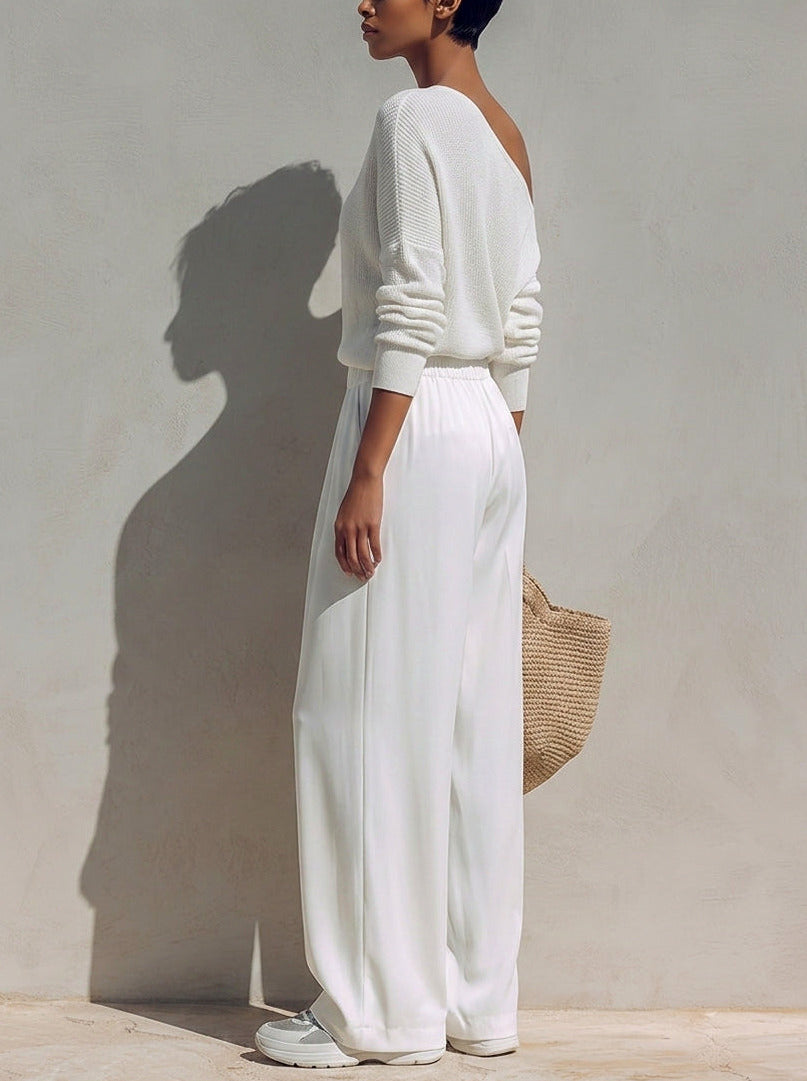 Ribbed Knit Off Shoulder Sweater