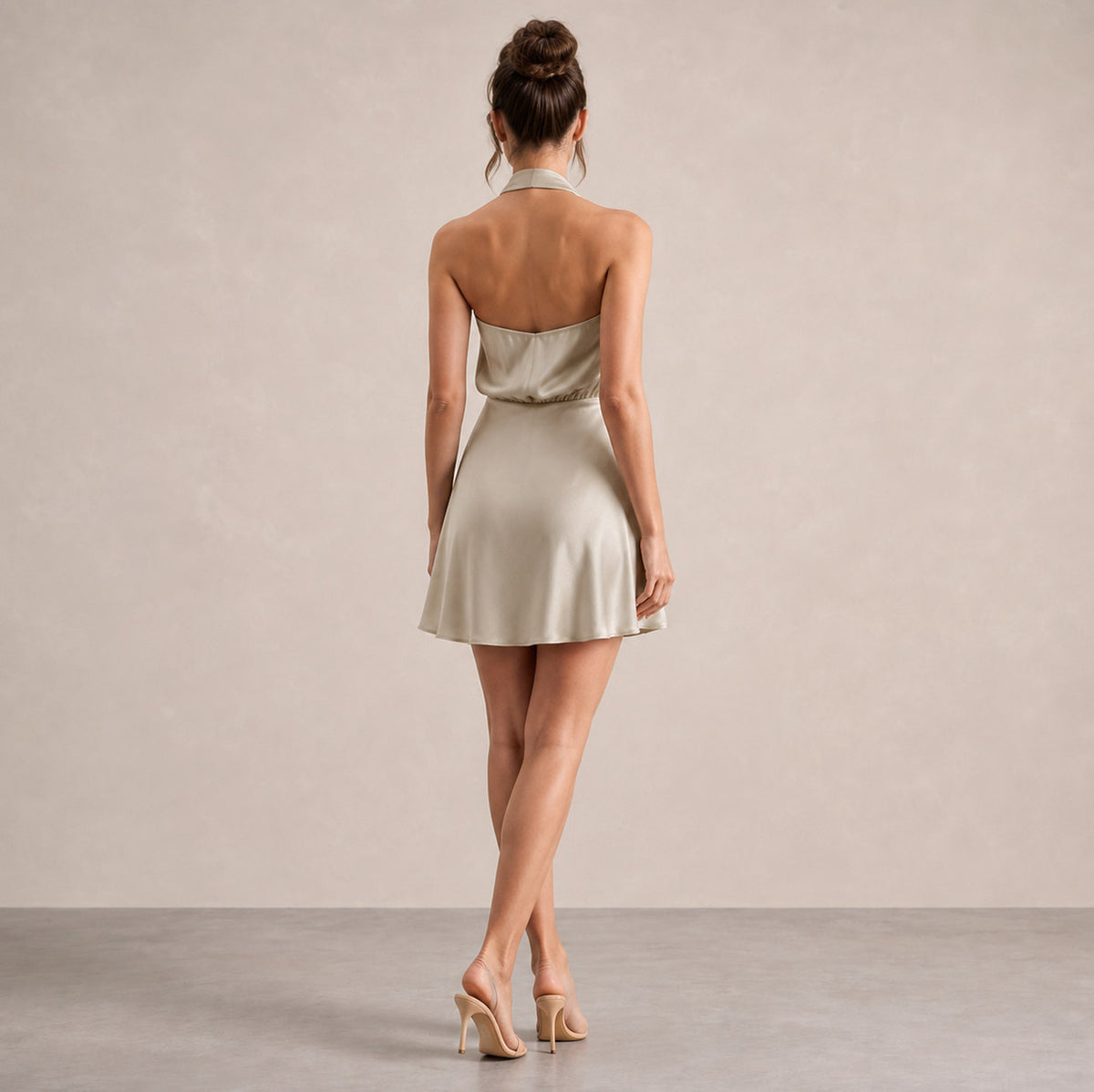 Satin Halter A-Line Mini Dress