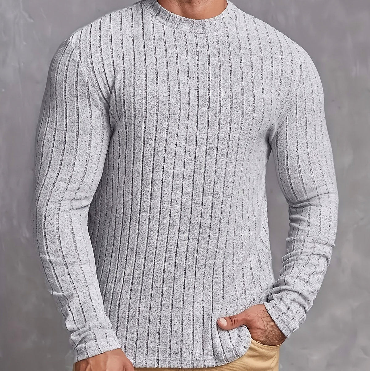 Slim Fit Ribbed Crew Neck Sweater