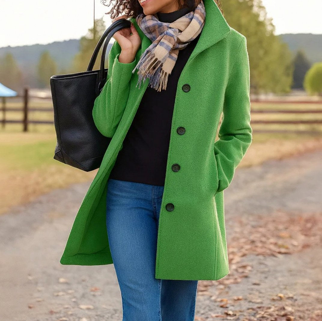Stand Collar Button Front Coat