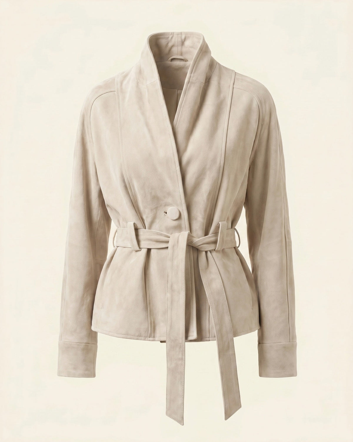 Suede Long Sleeve Belted Jacket