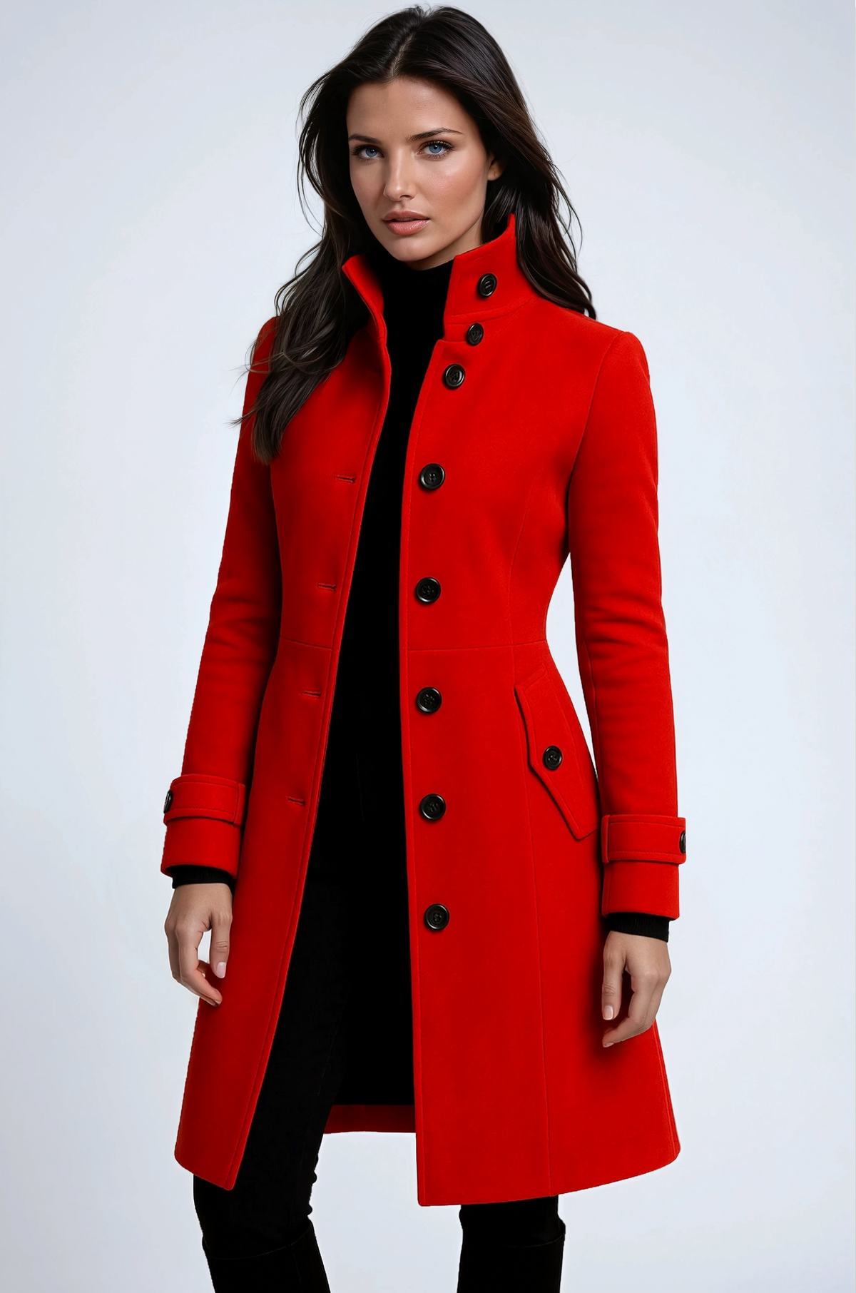 Suede Long Sleeve Button Front Coat