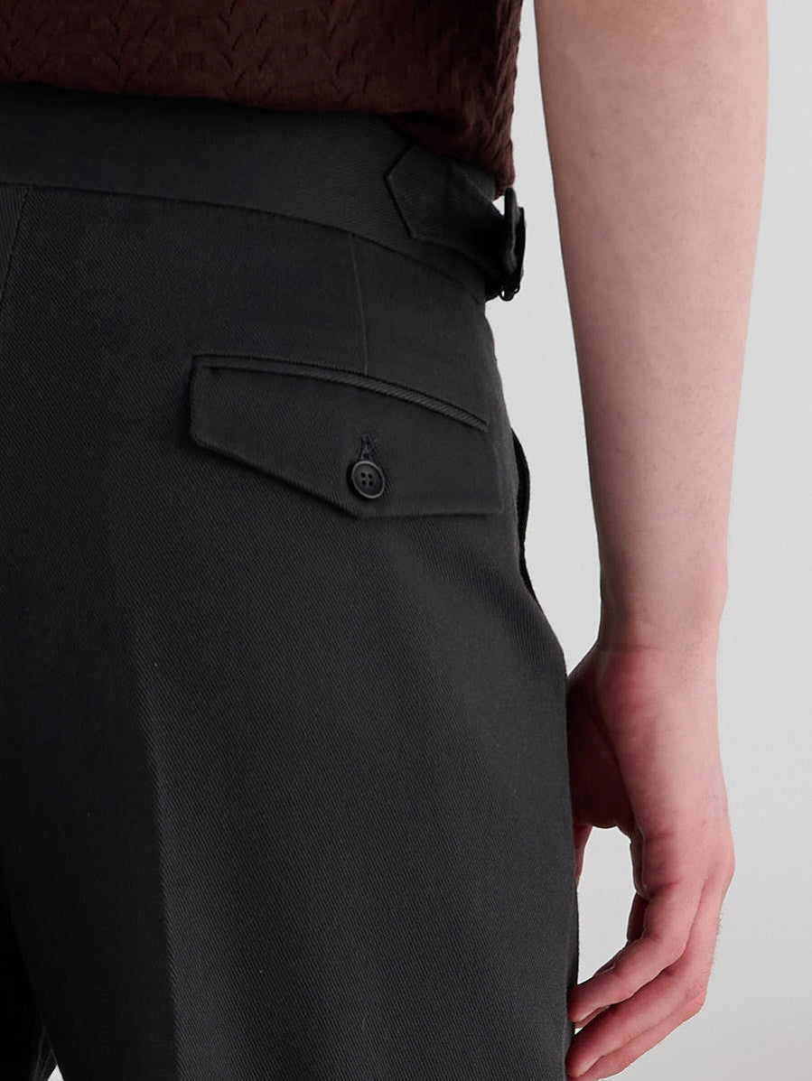 Twill High Waist Pleated Dress Pants