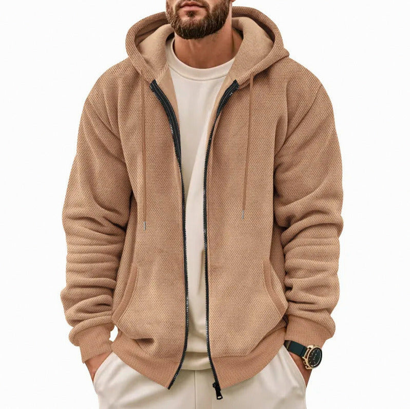 Waffle Knit Full Zip Hoodie