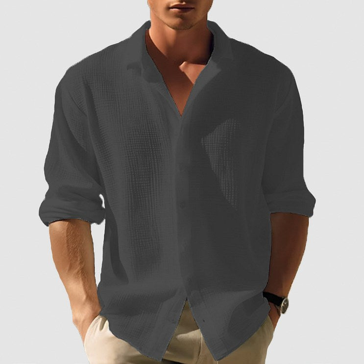 Waffle Long Sleeve Button Down Shirt