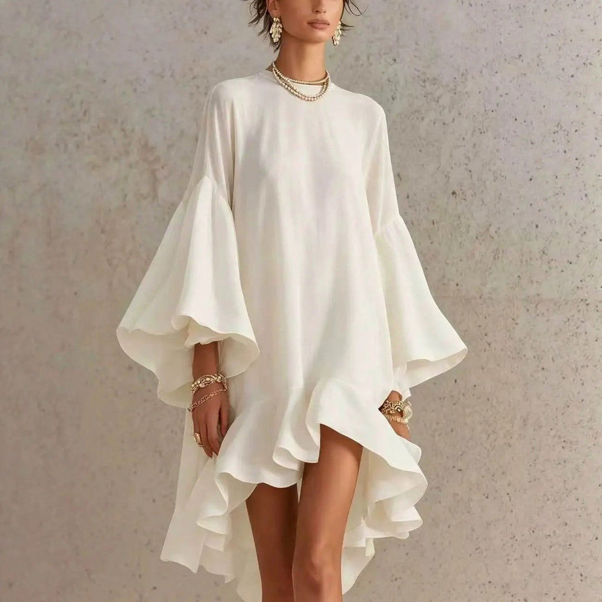 Babydoll Long Sleeve Ruffle Mini Dress