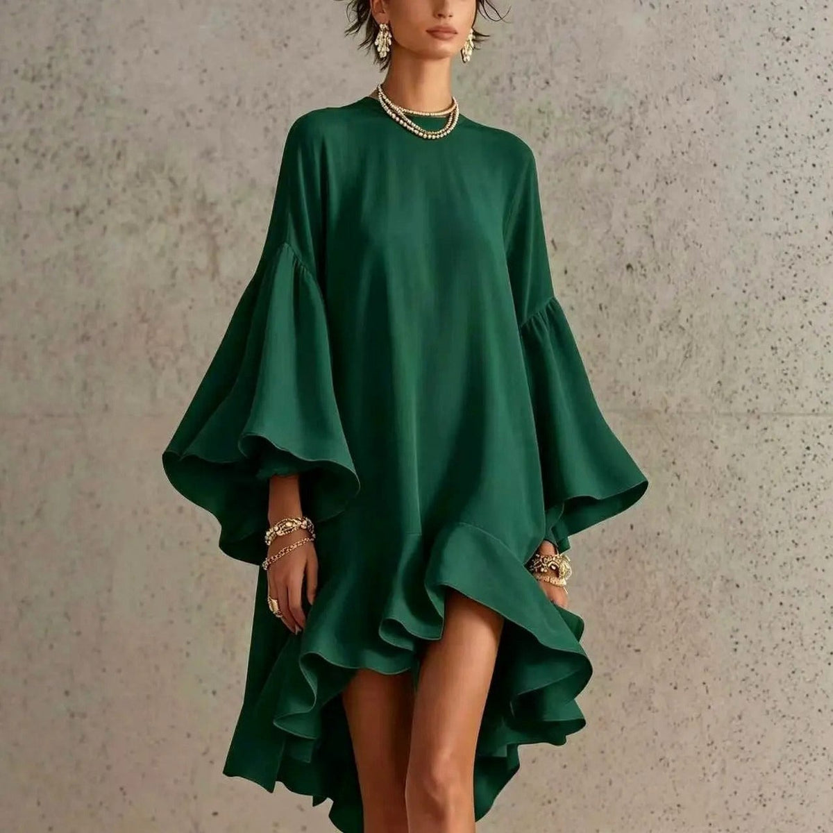 Babydoll Long Sleeve Ruffle Mini Dress