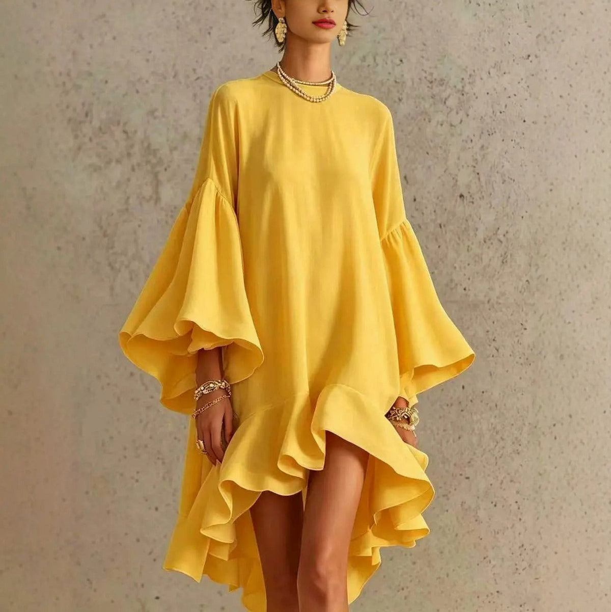 Babydoll Long Sleeve Ruffle Mini Dress