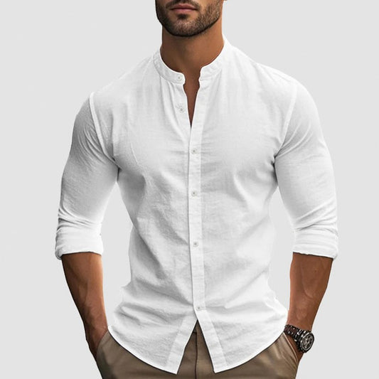 Band Collar Long Sleeve Shirt