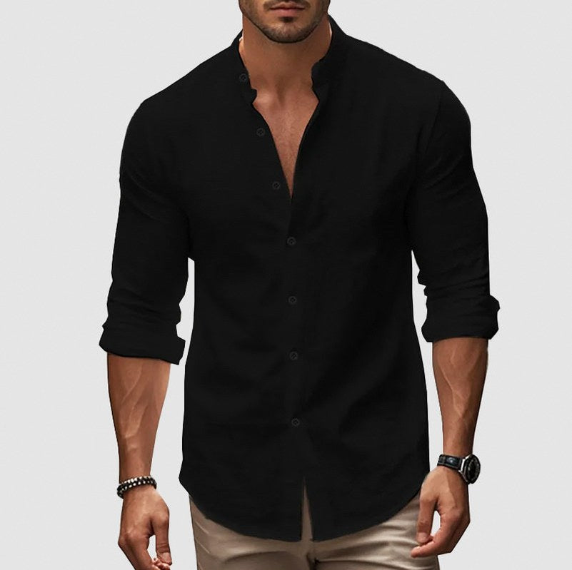 Band Collar Long Sleeve Shirt