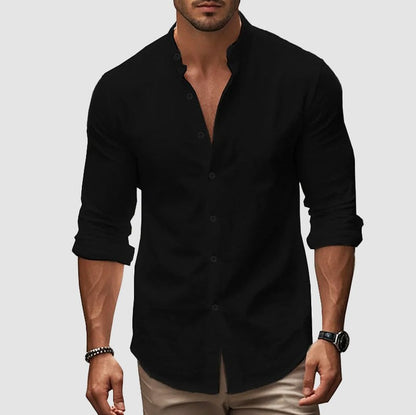 Band Collar Long Sleeve Shirt