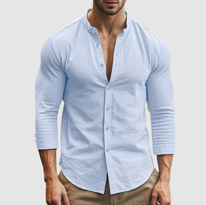 Band Collar Long Sleeve Shirt