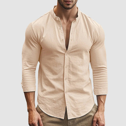Band Collar Long Sleeve Shirt