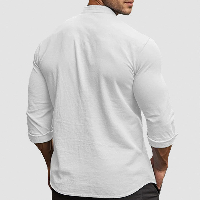 Band Collar Long Sleeve Shirt