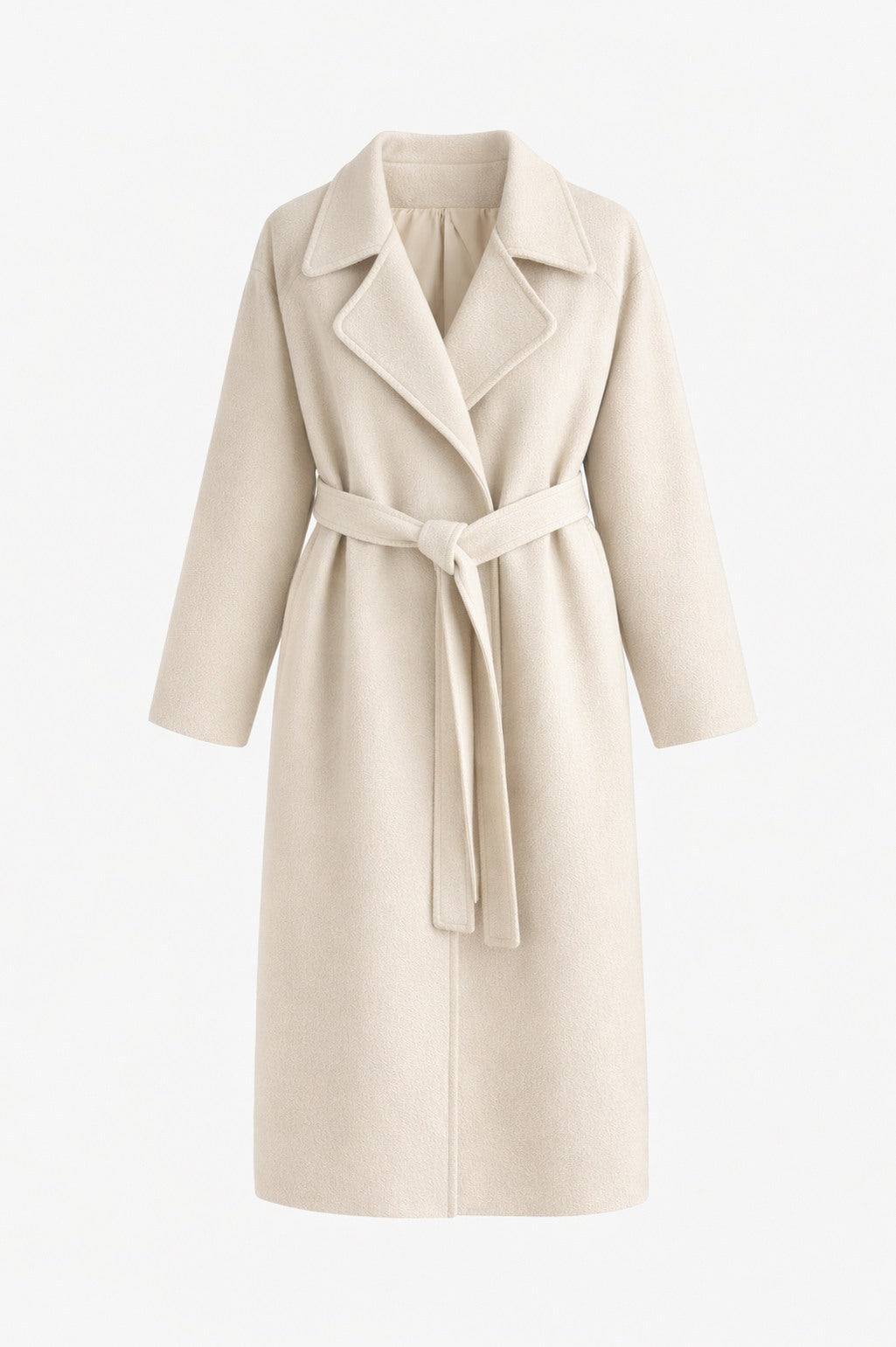 Belted Notched Lapel Long Coat