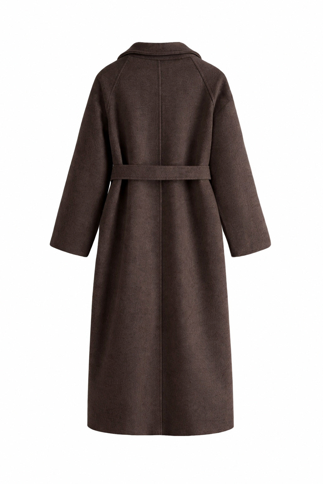 Belted Notched Lapel Long Coat