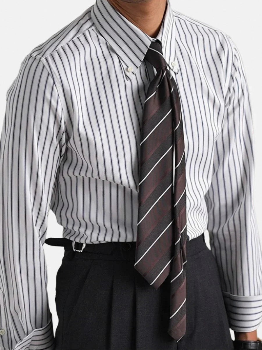 Striped Point Collar Dress Shirt