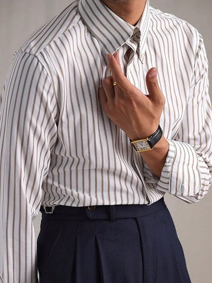 Striped Point Collar Dress Shirt