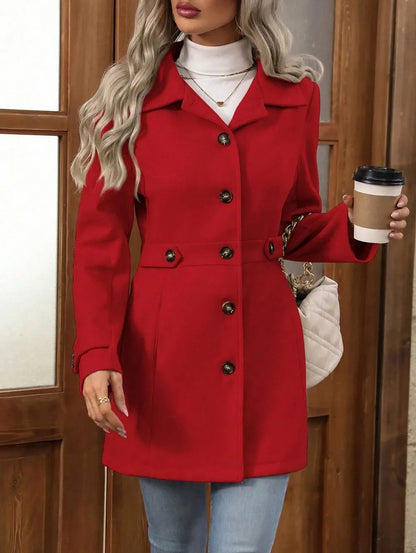 Button Front Long Sleeve Coat