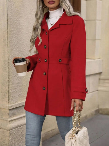 Button Front Long Sleeve Coat