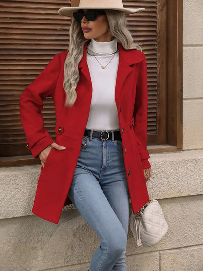 Button Front Long Sleeve Coat