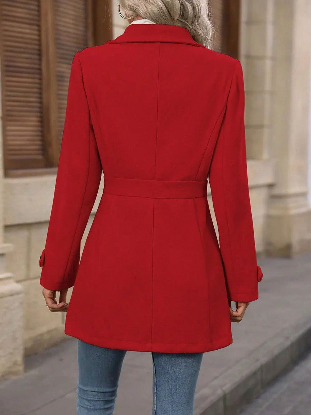 Button Front Long Sleeve Coat