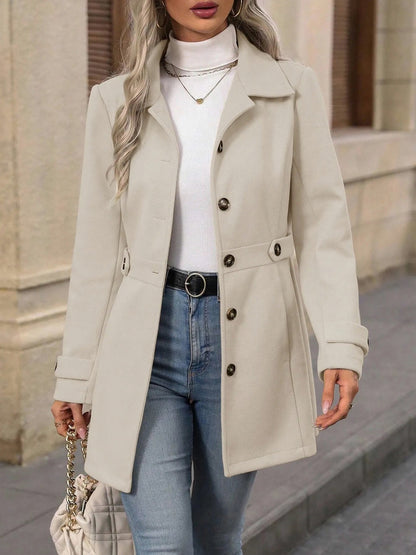 Button Front Long Sleeve Coat