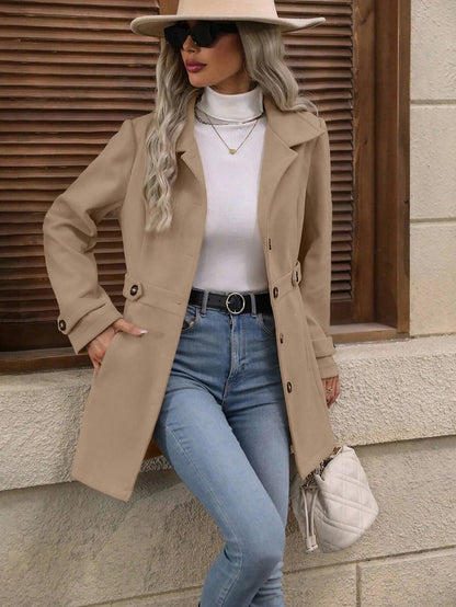 Button Front Long Sleeve Coat