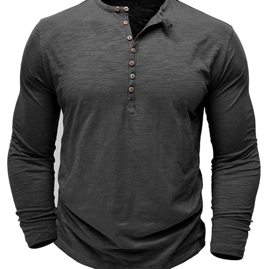 Button Front Long Sleeve Henley