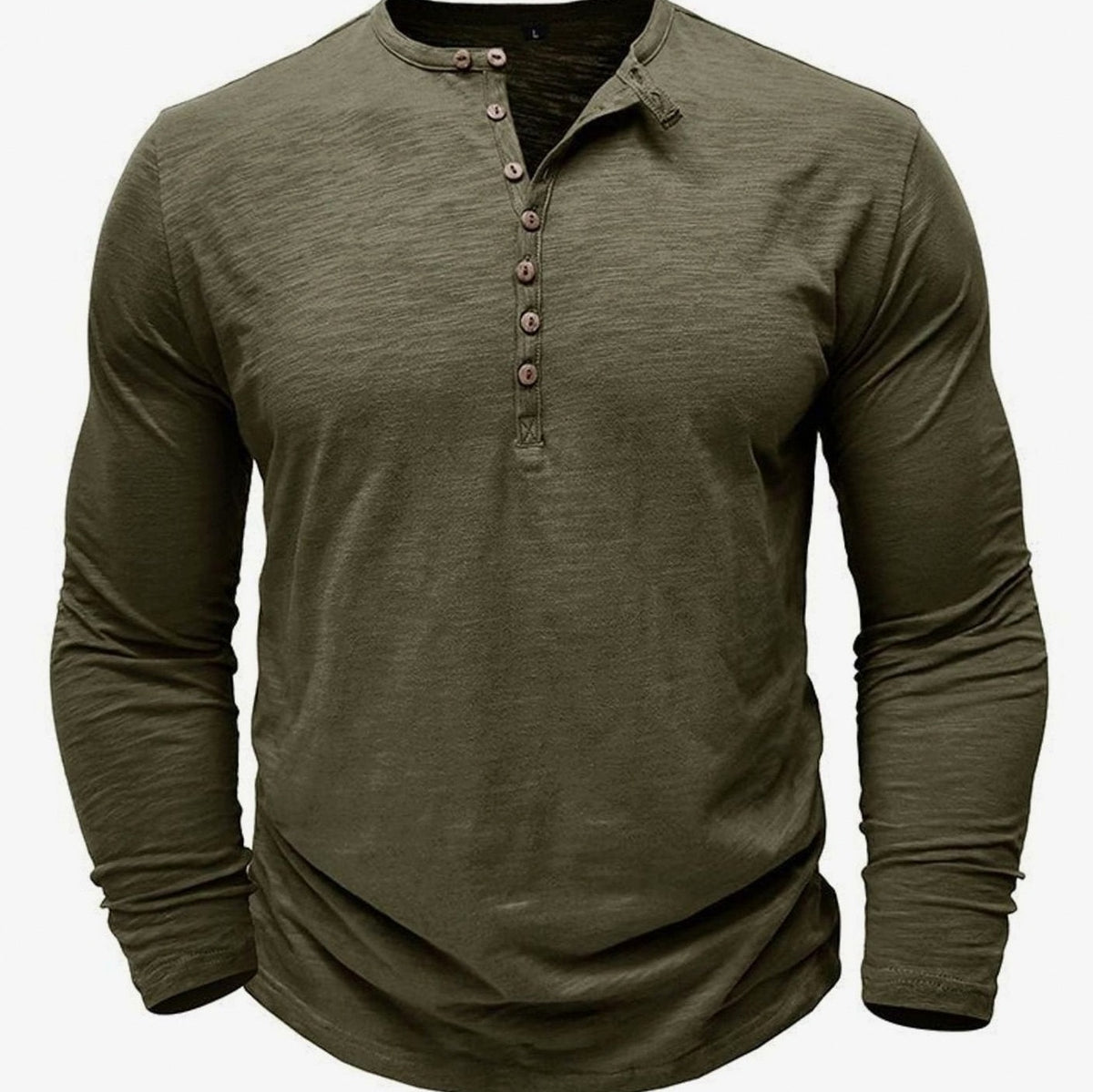 Button Front Long Sleeve Henley