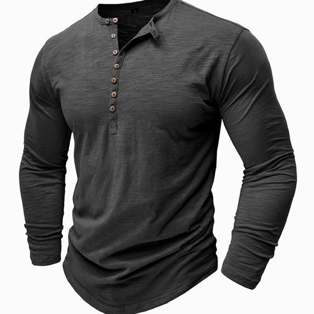 Button Front Long Sleeve Henley