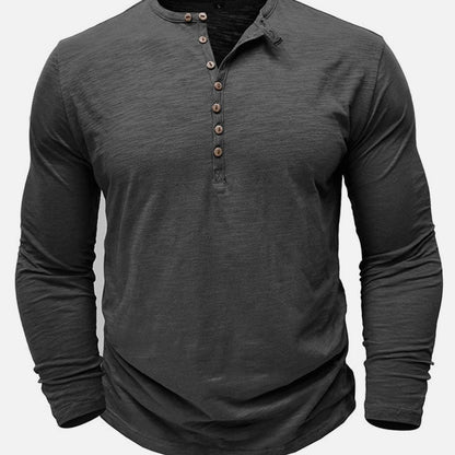 Button Front Long Sleeve Henley