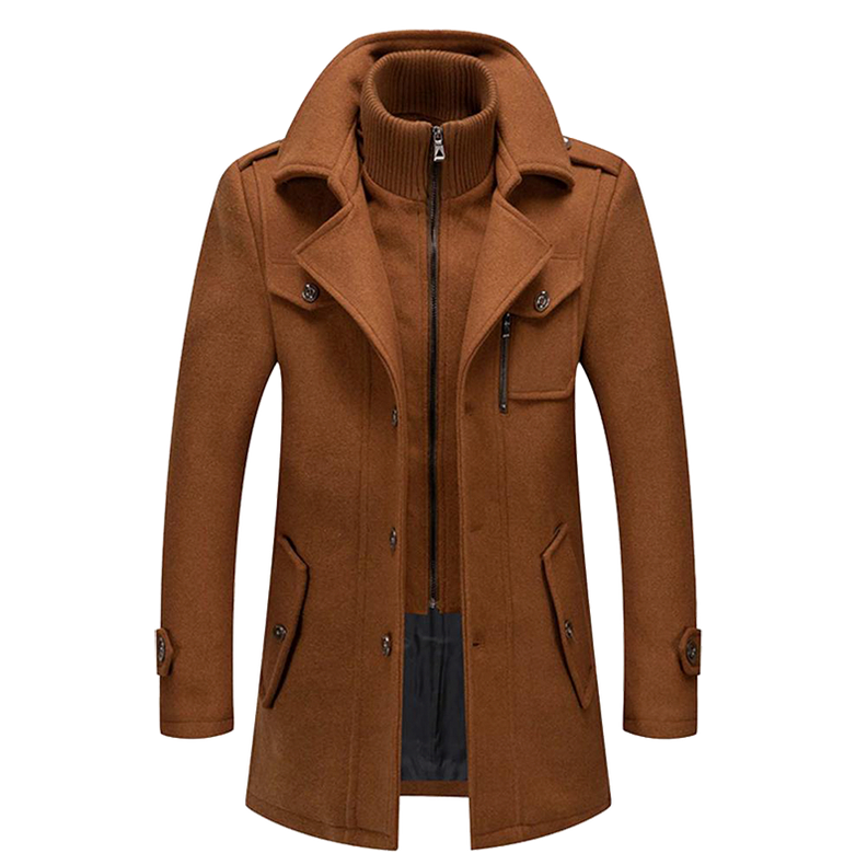 Layered Collar Button Front Overcoat