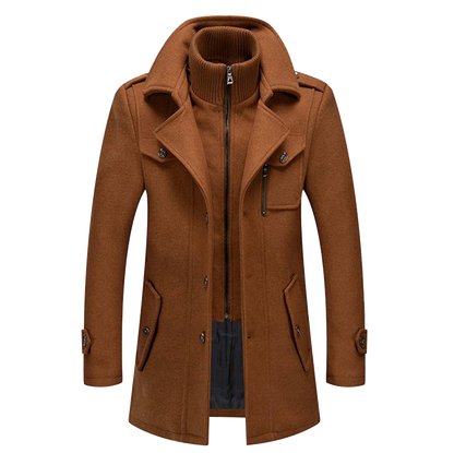 Layered Collar Button Front Overcoat