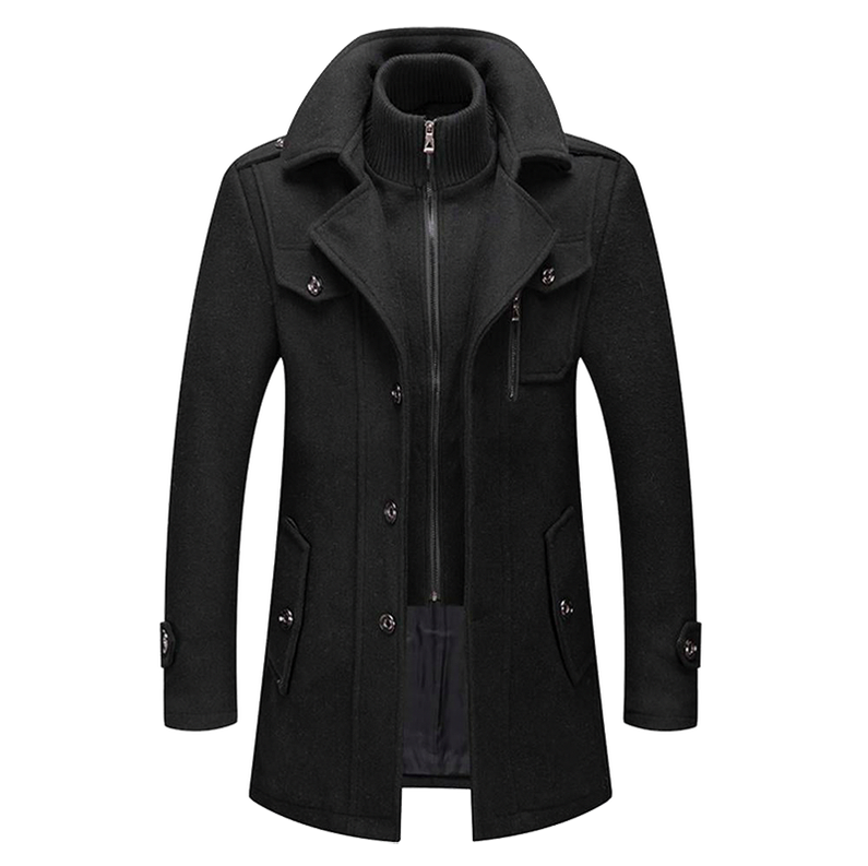 Layered Collar Button Front Overcoat