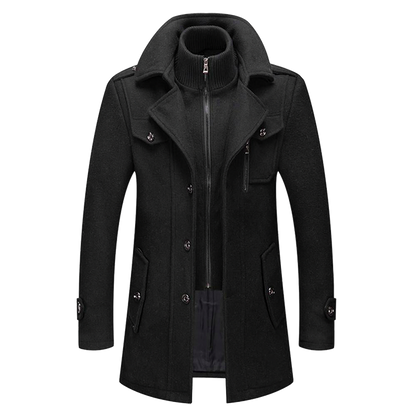 Layered Collar Button Front Overcoat